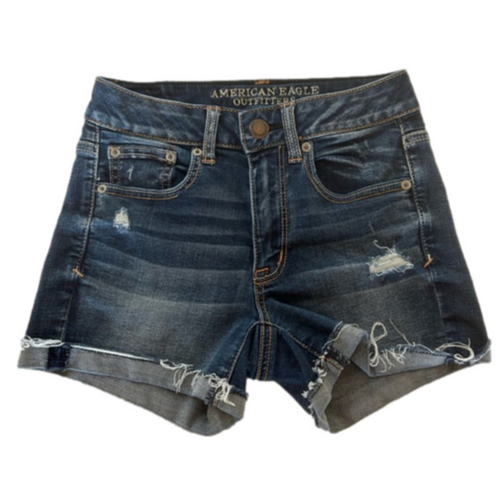 AE Outfitters Super Super Stretch Hi Rise Shortie Cut Off Jeans Shorts 2